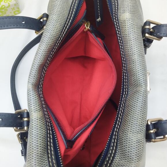 Dooney & Bourke Gray Coated Canvas Leather Trim Double Handle Zipper Satchel Bag - Picture 14 of 15